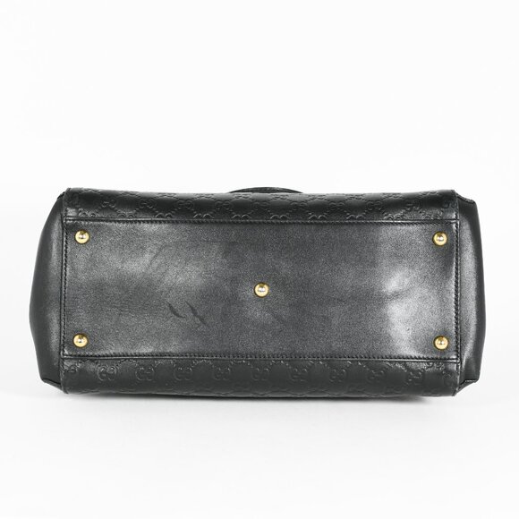 Gucci Soft Guccissima Black Leather Tote Bag Gold Hardware Top Handle Bag - Picture 6 of 12